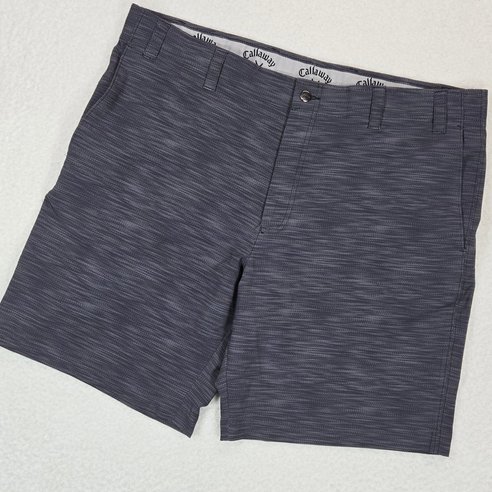 Callaway Golf Shorts Men 40 Grey Heathered Textured Performance Stretch Opti-Dri